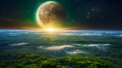 Harmony of Worlds A Lush Forest Under Celestial Skies (2)