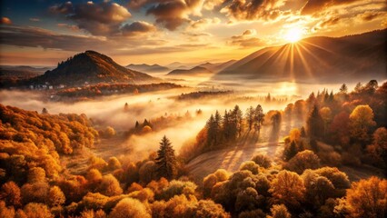 Obraz premium Autumn Mountain Landscape at Sunrise