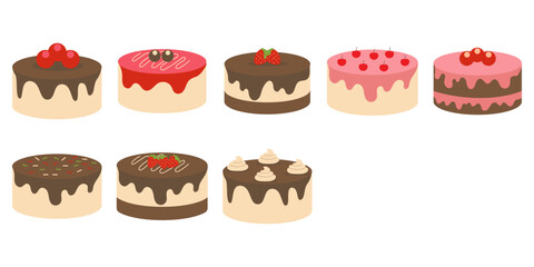 Fototapeta premium Chocolate Birthday Cake Illustration Set
