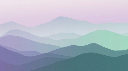 Serene Mountain Range - A Misty Landscape Painting