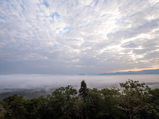 Morning Sky with Clouds and Sea of Fog