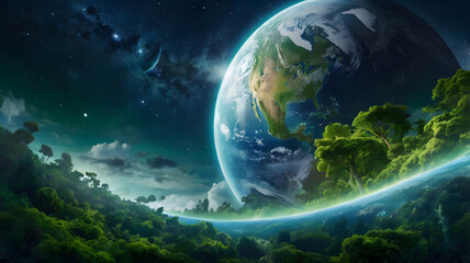 Harmony of Worlds A Lush Forest Under Celestial Skies (2)