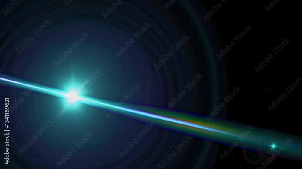 Poster light beam and lens flare transition effect on black background. abstract motion graphics concept. p