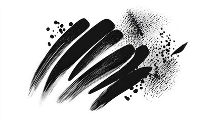 Abstract Black and White Brushstrokes Art Print - Modern Graphic Design