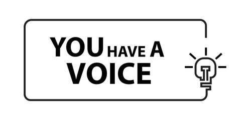 You have a voice text on white background	