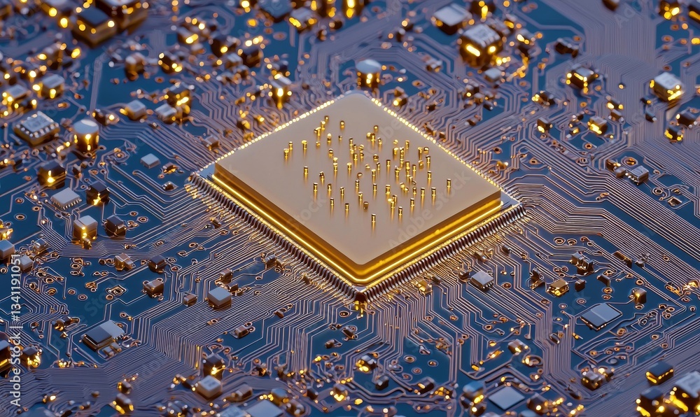 Poster generative ai is showcased in an advanced technology conceptual background consisting of computing p