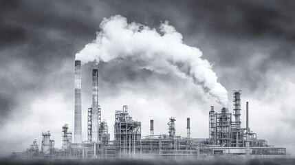 Obraz premium Industrial Pollution: A Monochromatic Depiction of Environmental Concerns