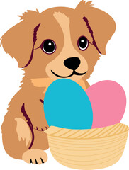Puppy with Easter Eggs