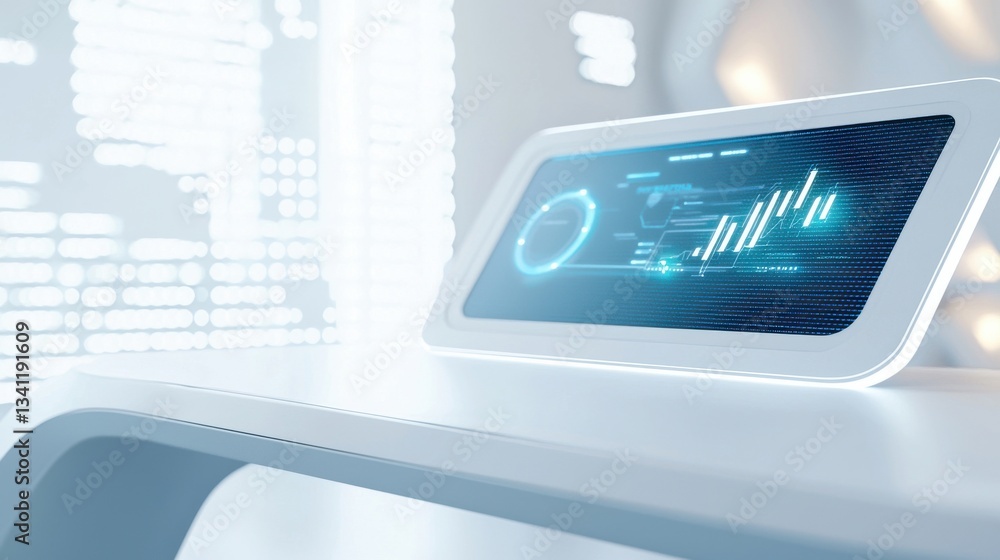 Aufkleber modern digital display showing financial data and analytics trends