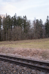 Close-Up of Railway Tracks with Gravel