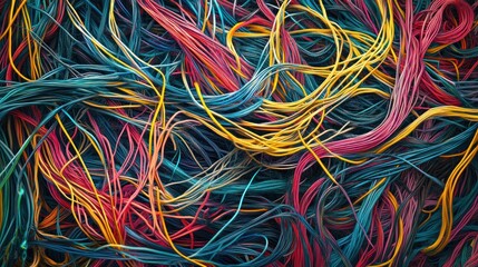 Abstract colorful tangled threads background