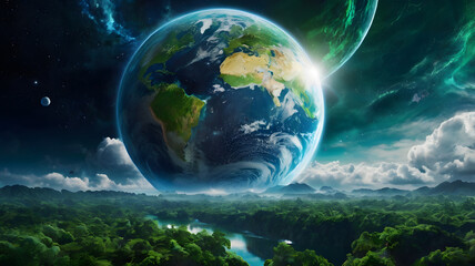 Harmony of Worlds A Lush Forest Under Celestial Skies (2)