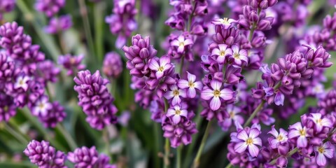 Obraz premium Close-up of lavender flowers, purple hues, delicate blooms, lavender, field