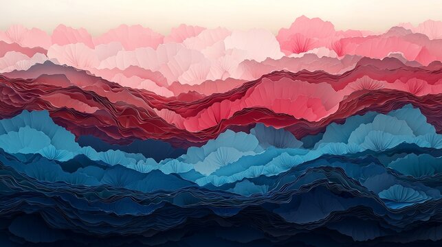 The interplay of layered textures and shapes in this abstract pattern creates a visually and tactilely rich experience, prompting the viewer to engage in a process of discovery, all while maintaining