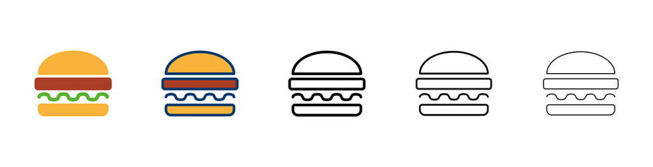 Hamburger icon vector isolated on white background. Burger and hamburger icon. Fast food vector icon