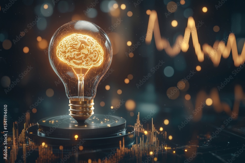 Poster an image conceptually representing a light bulb that symbolizes technological creativity