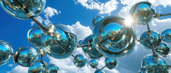 Hovering ai-driven satellite array outer space gigapixel images high-tech environment futuristic concept