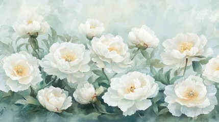 Obraz premium White Peonies in a Soft Pastel Garden