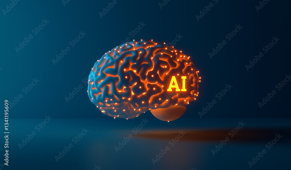 Poster glowing brain with the text 