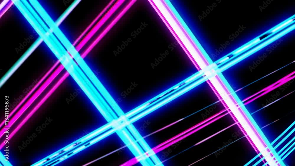 Poster neon grid pattern moving on black background. abstract motion graphics concept. perfect footage for 