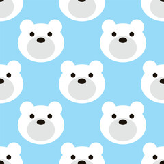 Adorable Cute Polar Bear Vector Seamless Pattern Digital Paper – Winter Arctic Baby Bear Background for Children's Nursery, Scrapbooking, Wrapping Paper, Fabric, Kids Room Decor, and More