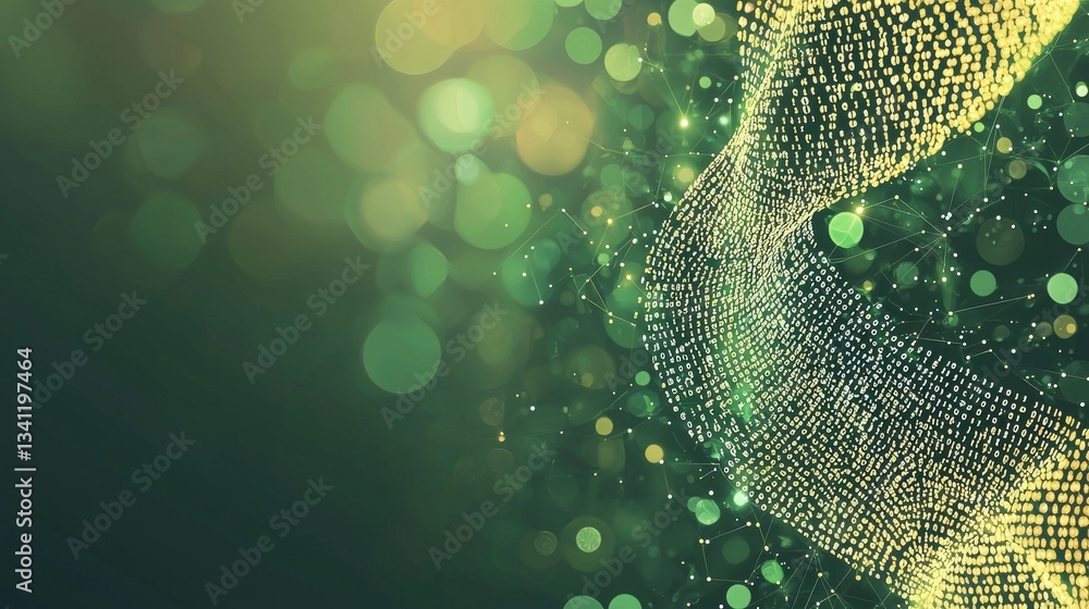 Poster the abstract concept of technology is depicted through binary code on a dark green background