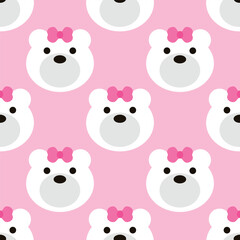 Adorable Cute Polar Bear Vector Seamless Pattern Digital Paper – Winter Arctic Baby Bear Background for Children's Nursery, Scrapbooking, Wrapping Paper, Fabric, Kids Room Decor, and More