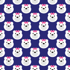 Adorable Cute Polar Bear Vector Seamless Pattern Digital Paper &ndash; Winter Arctic Baby Bear Background for Children's Nursery, Scrapbooking, Wrapping Paper, Fabric, Kids Room Decor, and More