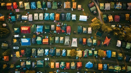 Aerial photography of a music festival campsite highlight