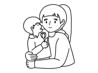 Mother Day Line Art Illustration