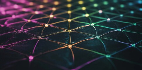 An iridescent purple background serves as the setting for an abstract and futuristic technological concept