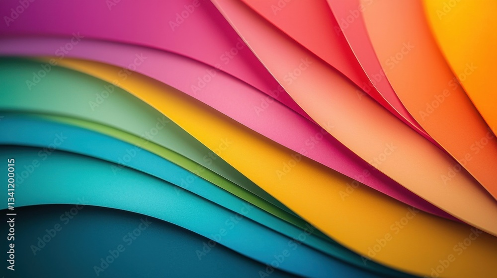 Poster colorful layers of paper creating a vivid gradient effect