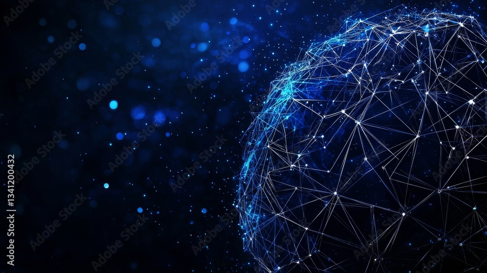 Poster the background features an abstract network of technology with glowing lines and nodes, creating a m