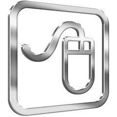 Computer Mouse 3D icon with silver metallic effect