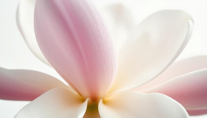 Close-up of pristine magnolia blossoms, petals unfurled against a pure white background, flowering plant, plant photography