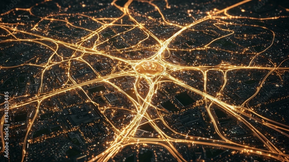 Poster an abstract technology concept is depicted by visualizing network connections with glowing lines and