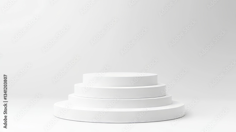 Poster on a white background, a box stand concept is presented as a 3d rendering of an empty podium or pede