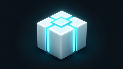 Fototapeta premium Intricate Geometric Cube Design with Luminous Lines: A Futuristic Architectural Concept