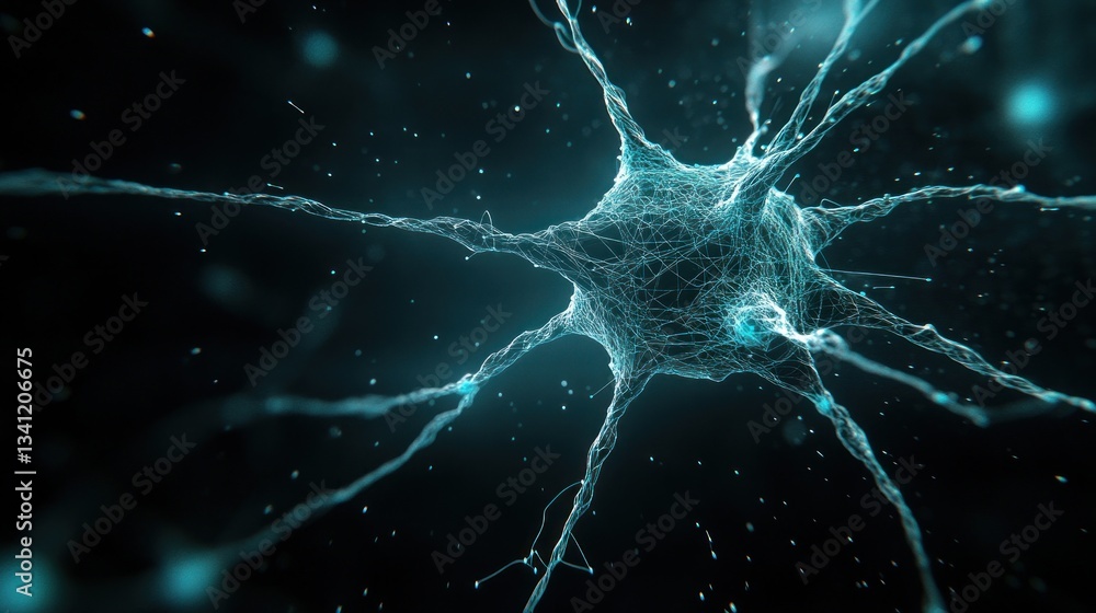 Poster microscopic view of a neuron's intricate network