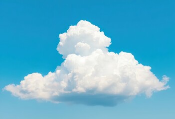 Naklejka premium A fluffy, bright white cumulus cloud floats serenely against a clear blue sky, fluffy, calm