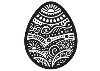 easter eggs silhouette vector design, easter egg logo icon, easter eggs decorative pattern, black and white easter egg traditional pattern, easter egg logo icon on black and white background 