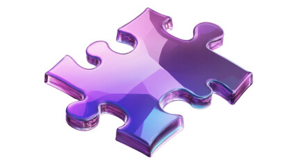 Obraz premium purple blue jigsaw puzzle pieces holographic isolated on white background 