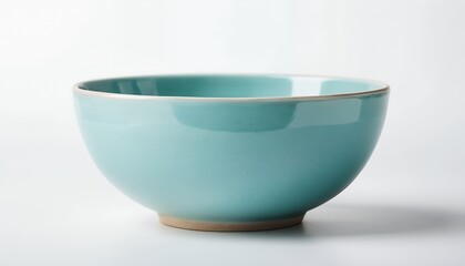 Elegant Teal Ceramic Bowl Studio Shot on White Background: A Modern Kitchenware Design