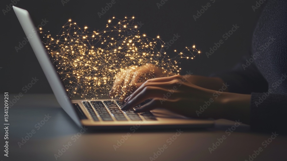 Poster data science and digital technology concepts are applied by a computer science engineer who programs