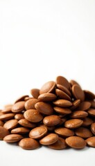 Naklejka premium Dark, glossy sunflower seeds piled high on pristine white , macro, white background