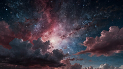 Stunning celestial cloudscapes meet starry night sky