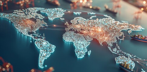 A digital map of global interconnectedness and economic growth is formed by international trade and shipping