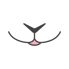 Bunny nose. Cut dog or cat nose, mouth and whiskers. Animal face, pet head. Vector illustration