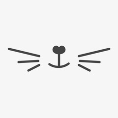 Bunny nose. Cut dog or cat nose, mouth and whiskers. Animal face, pet head. Vector illustration