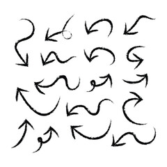 Grunge curved arrows set for business plan, presentation and education. Sign, Symbol, Hand drawn arrow collection in eps 10.